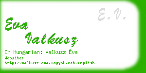 eva valkusz business card